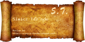 Simicz Tünde névjegykártya